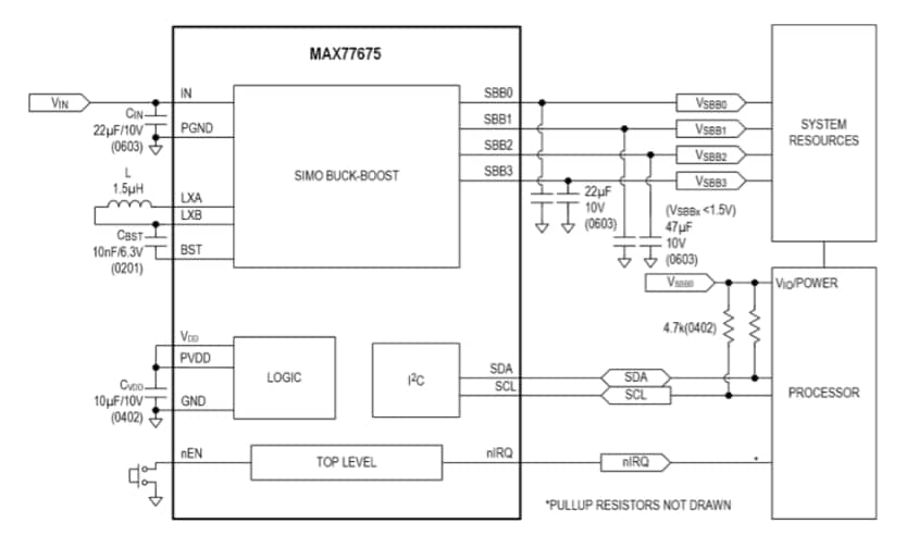 Schéma du circuit d'application - Analog Devices / Maxim Integrated pmic simo MAX77675